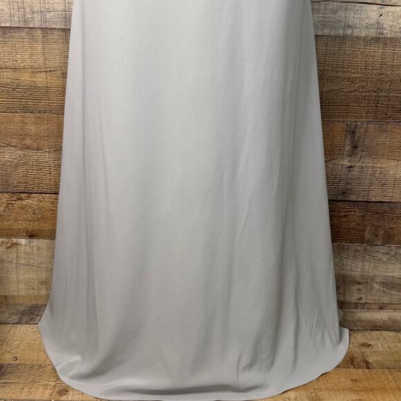 Jenny Yoo Collection Solid Gray High Neck Sleeveless Gown Maxi Dress Size 10 - Picture 3 of 10
